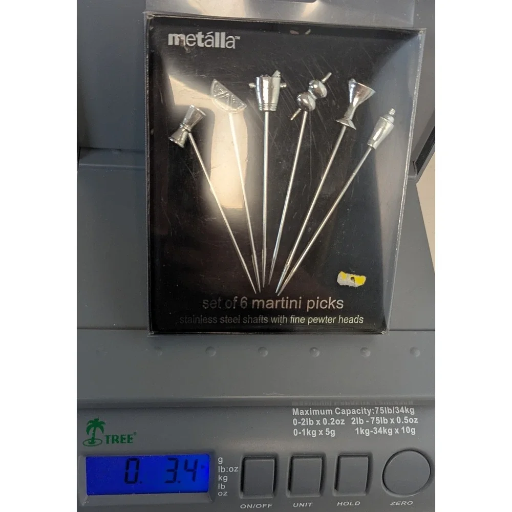 Metalla Martini Picks Silver Pewter Decorative Barware Set of 6